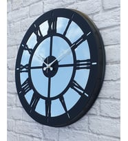 Markakanvas Metal  AYNALI Duvar Saati  ( Çap 50 cm -Çap 80 cm ) (Siyah)