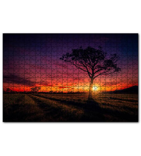 Cakapuzzle Günbatımı Çayırlar ve Yalnız Ağaç  Puzzle Yapboz MDF (Ahşap) (1000 Parça)