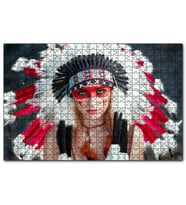 Cakapuzzle Yöresel Kıyafetli Kızılderili Kadın  Puzzle Yapboz MDF (Ahşap) (500 Parça)