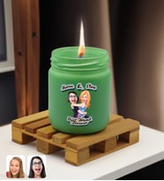 BK Gift Kişiye Özel DTF Best Friend Karikatürlü Renkli Cam Kavanozda Kokulu Mum-1(13 Renk Seçeneği), Arkadaşa Hediye, Doğum Günü Hediyesi (Yeşil)
