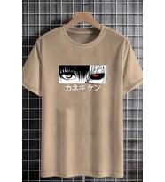 Unisex Ken Kaneki Baskılı T-shirt (Bej)