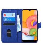 Samsung Galaxy A01 Kılıf Fabric Book Wallet (Lacivert)