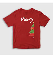 Presmono Unisex Çocuk Beyaz Merry Christmas Funny Yılbaşı T-Shirt 364713tt (Kırmızı)