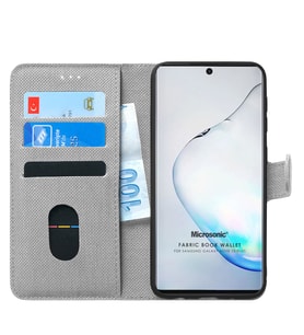 Samsung Galaxy Note 10 Plus Kılıf Fabric Book Wallet (Gri)