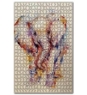 Cakapuzzle Neşeli Yavru Fil Suluboya Çizim Puzzle Yapboz MDF (Ahşap) (500 Parça)