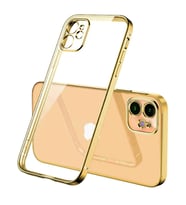 iPhone 12 Mini 5.4inç Renkli Kenar Şeffaf Kılıf Kamera Korumalı Kılıf (Gold)