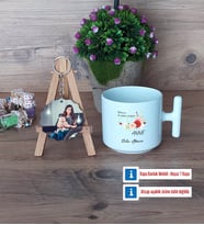 Anneye Hediye Kupa Bardak Beyaz ve Fotoğraflı Ahşap Anahtarlık Hediye (Model 12)