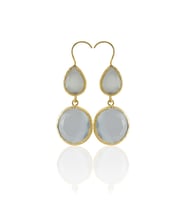 Kadir Jewellery 22 Ayar Altın Kaplama Kadın Taşlı Küpe -El İşçiliği Ve Hipoalerjenik Küpe (Gri)