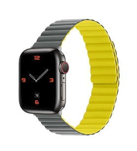 Apple Watch 38mm KRD-52 Mıknatıslı Kordon (Gri - Sarı)