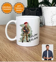 Kişiye Özel Karikatürlü Asker Kupa Bardak Beyaz Askere Hediye Asker Sevgiliye Hediye (Beyaz)