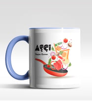 Kişiye Özel Aşçı Tasarımlı Siyah Kupa (Beyaz-Mavi)
