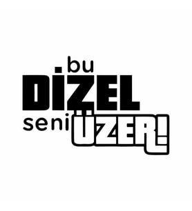 Bu Dizel Seni Üzer Oto Cam Sticker siyah 25x15 CM (Siyah-Siyah)