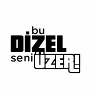 Bu Dizel Seni Üzer Oto Cam Sticker siyah 25x15 CM (Siyah-Siyah)