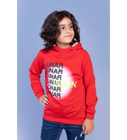 Toontoy Erkek Çocuk Kapüşonlu Baskılı Sweatshirt (Kırmızı)