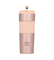 Kişiye Özel İmza Tasarımlı French Pressli Çelik Termos Rose (Pembe)
