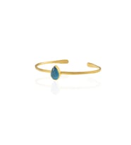 Kadir Jewellery Zirkon Taşlı Ayarlanabilir 22 Ayar Altın Kaplama Bilezik (Koyu Mavi)