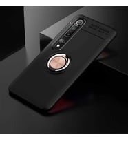 Xiaomi Mi 10 Kılıf Yüzüklü Magnetli Ravel Case (Siyah-Rose Gold)