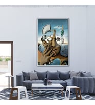 Metal Çerçeveli Cam Poliklinik Tablosu Salvador Dali Silüet (Gümüş)