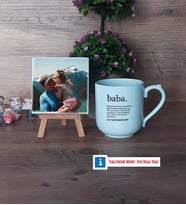 Babaya Hediye Fotoğraflı Dekoratif Taş, Kupa Bardak Beyaz Hediye (Model 5)
