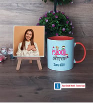 Psikoloji Öğretmeni Fotoğraflı Dekoratif Taş, Kupa Bardak Beyaz Hediye (Model 13)