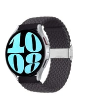 Sneezy Samsung Galaxy Watch 4 40-42-44-46mm Uyumlu 20mm Metal Klips Solo Fiberlink Örgü Kordon (Füme)