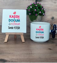 Kadın Doğum Uzmanı Hediye Seti Kupa Bardak T Kulplu ve Dekoratif Taş Tıp Bayramı Hediyesi (Model 2)