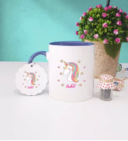 Unicorn Kupa Bardak ve Anahtarlık (Lacivert)