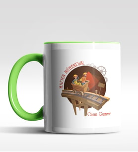 Kişiye Özel Maden Mühendisi Tasarımlı Siyah Kupa (Yeşil-Beyaz)