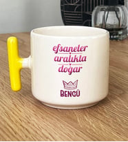 Kişiye Özel Yay Oğlak Burcu Hediye T Kupa Bardak Doğum Günü Hediyesi (Sarı)