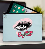 BK Gift Kişiye Özel İsimli-5 Tablet Çantası 30x21cm(12 Renk Seçeneği), Ipad Çantası, Baskılı Tablet Kılıfı (Açık Mavi)