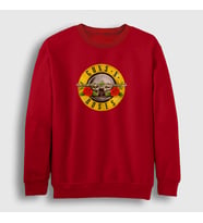 Presmono Unisex Beyaz Logo Guns N' Roses Sweatshirt 58491tt (Kırmızı)