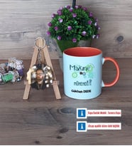 Makine Mühendisi Kupa Bardak Beyaz ve Fotoğraflı Ahşap Anahtarlık Hediye (Model 13)