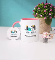 Jeofizik Mühendisi Kupa Bardak ve Anahtarlık (Pembe)
