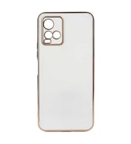 Vivo Y21S Kılıf Kenarları Gold Kamera Korumalı Renkli Pastel Silikon Açık Yeşil BARK (Beyaz)