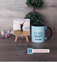 Uçak Mühendisi Fotoğraflı Dekoratif Taş, Kupa Bardak Beyaz Hediye (Model 11)
