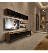 Decoraktiv Eko 5 Mdf Std Gold Tv Ünitesi Tv Sehpası - Parlak Beyaz (Siyah - Ceviz)