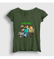 Presmono Kadın Beyaz Miners Minecraft T-Shirt 29533tt (Haki)