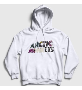 Presmono Unisex Gri Mask Arctic Monkeys Kapüşonlu Sweatshirt 14763tt (Beyaz)