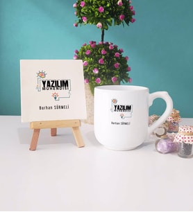 Yazılım Mühendisi Kupa Bardak Lacivert Dekoratif Taş Baskı (Model 9)
