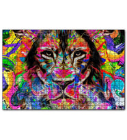 Cakapuzzle Modern Sanat Rekli Boyama Aslan Figür  Puzzle Yapboz MDF (Ahşap) (1000 Parça)