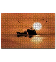 Cakapuzzle Günbatımında Balıkçı Tekneleri ve Martılar  Puzzle Yapboz MDF (Ahşap) (255 Parça)