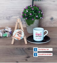 Anaokulu Öğretmeni Türk Kahvesi Fincanı Ahşap Altlıklı ve Fotoğraflı Ahşap Anahtarlık Hediye Öğretmenler Günü Hediyesi (Model 7)