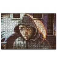 Cakapuzzle Kapşonlu Siyahi Çocuk Duvar Boyama  Puzzle Yapboz MDF (Ahşap) (1000 Parça)