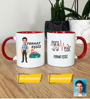 Kişiye Özel Karikatürlü Paramedik Hediye Kupa Bardak Erkek Paramediğe Tıp Bayramı Hediyesi (Kırmızı)