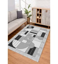 Dijital Kaymaz Taban Yıkanabilir Renkli Salon Halısı Mutfak Halısı Yolluk ND-SD-1003 (Gri)