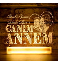 Kişiye Özel Anneler Günü Hediyesi, Canım Annem 3D Lamba (Beyaz)