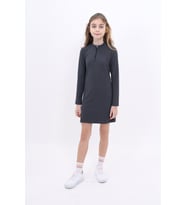 Toontoy Kız Çocuk Yarım Fermuarlı Elbise (Füme)