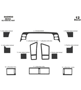 Meriç® Daewoo Cielo /Nexia Ön Torpido Kaplama Maun 12 Parça 1995-1997 (Karbon)