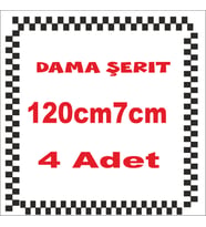 DAMA ŞERİT STİCKER 120CM 7CM   4 ADETTİR (Siyah)