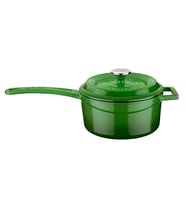Lava Döküm Yuvarlak Sos Tenceresi. Döküm Demir Yekpare Saplı Trendy Serisi Çap(Ø16 cm. (Yeşil)